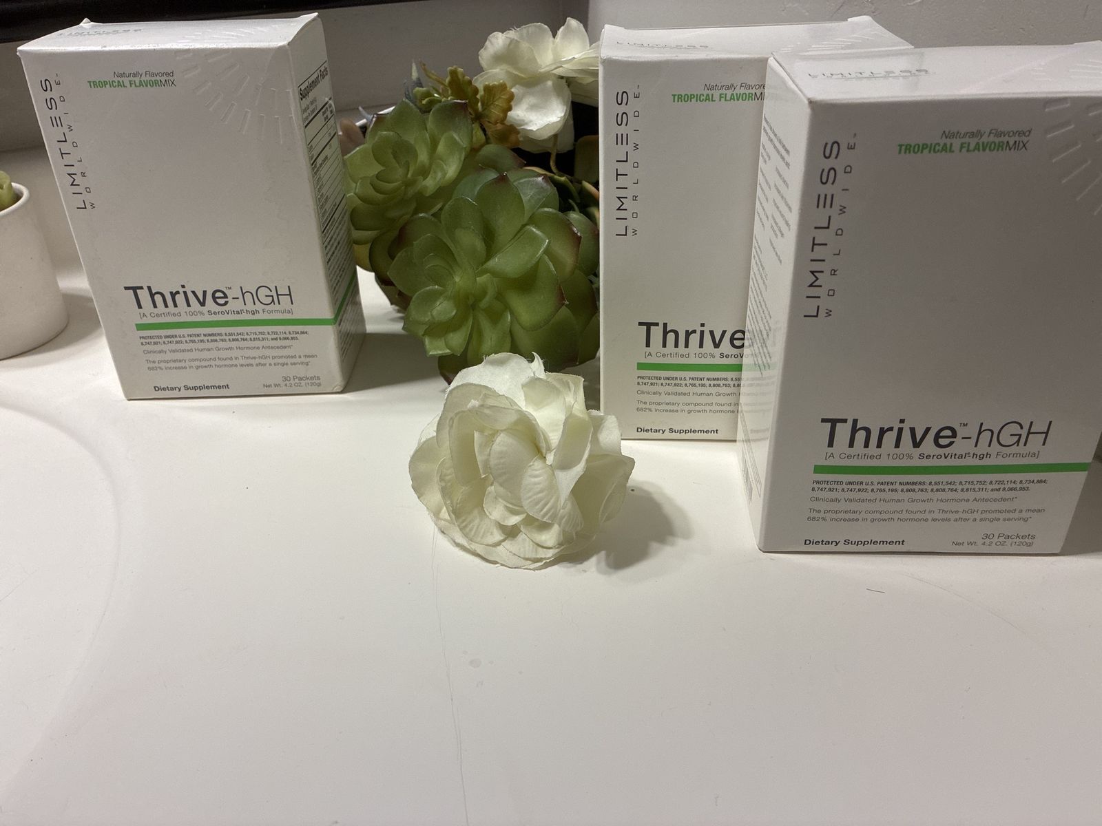 Thrive-hGH $25. For 1 box, $35. For 2, $55. For 3. Regular price $100. For 1 box