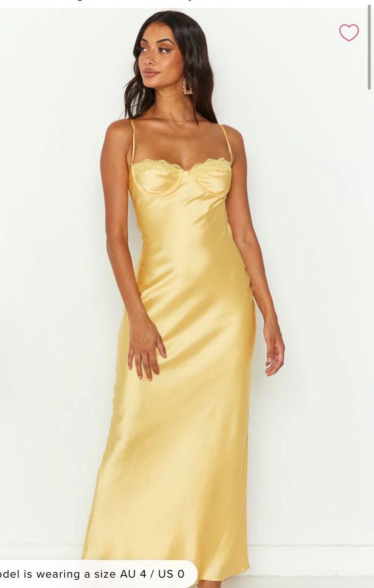 Stunning Butter Yellow Satin Slip Dress - Size 0