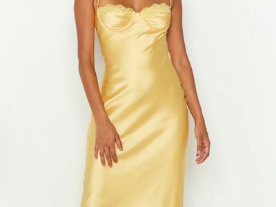 Stunning Butter Yellow Satin Slip Dress - Size 0