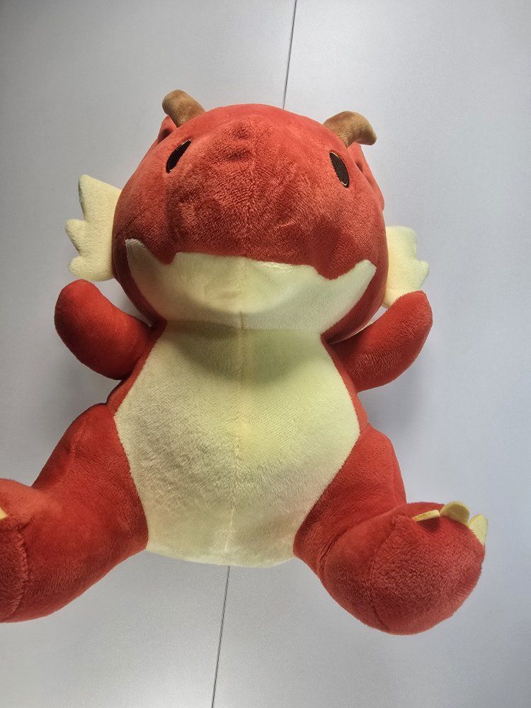 Red Dragon Plush Stuffed Animal Toy, Soft Yellow Belly & Wings, Fantasy Creature From Round 1