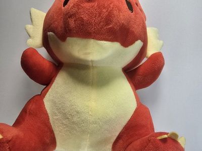 Red Dragon Plush Stuffed Animal Toy, Soft Yellow Belly & Wings, Fantasy Creature From Round 1
