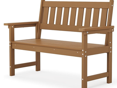 Outdoor Bench, Garden Bench, Weatherproof, All-Weather (Brown/Light Brown), 2 total