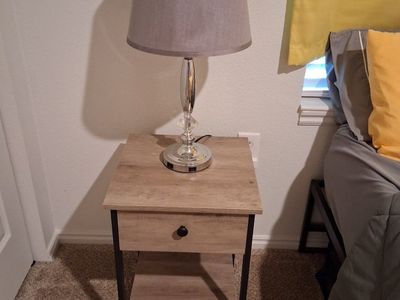 Bedroom Set: Full Bed mattress,small Dresser, 2 Nightstands, Lamps