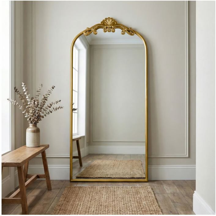 NEW! Antique Gold Filigree Style Metal Floor Mirror 69” x 36” 