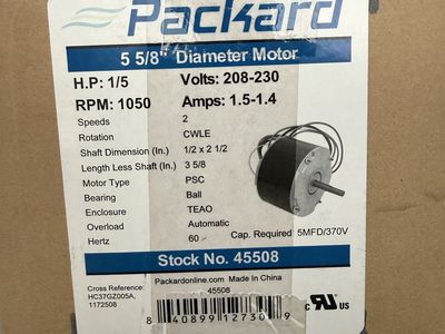 NEW Packard Condenser Fan Motor — Fits Carrier/Heil/Tempstar/ICP (HC37GZ005A)
