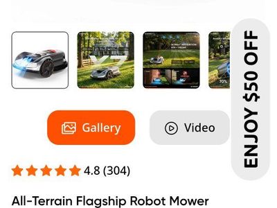 New SUNSEEKER ORION X7 Wireless AI Robot Lawn Mower, 0.75 Acre Capacity, All-Terrain, New In Box