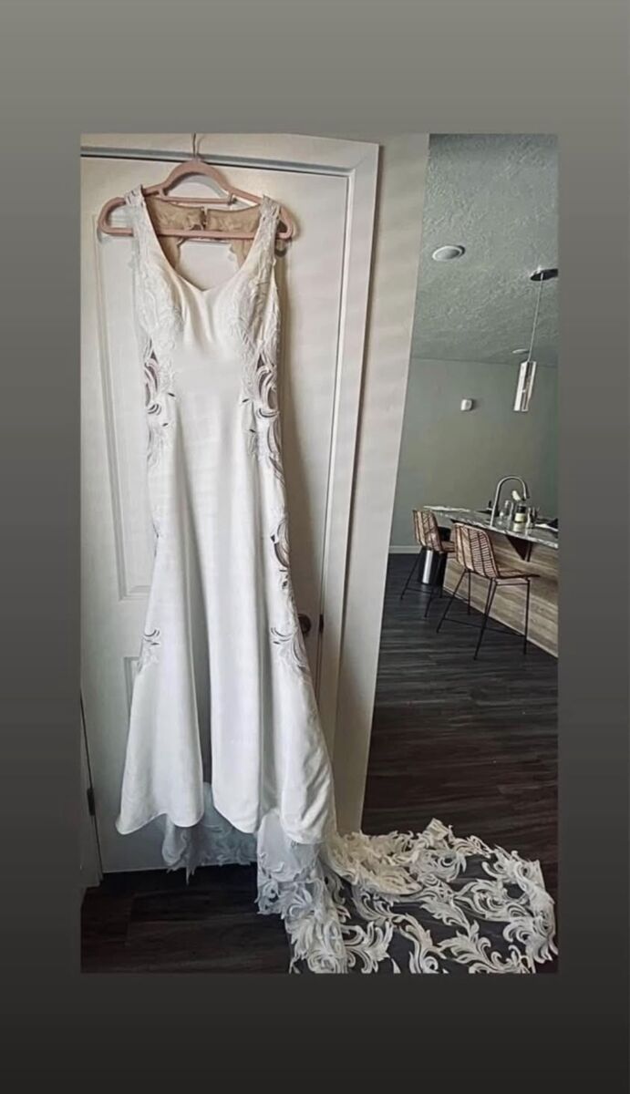 Ivory Crepe & Lace Gown