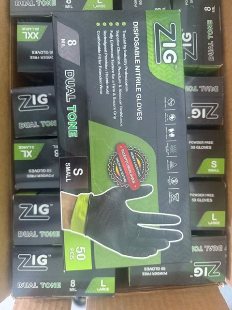 Disposable Nitrile Gloves 8 MIL Zig-S, M, L & XL