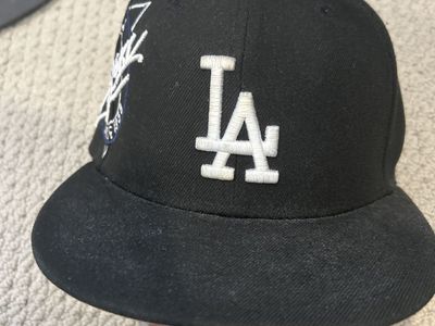 LA Dodgers Black Flat Brim Hat
