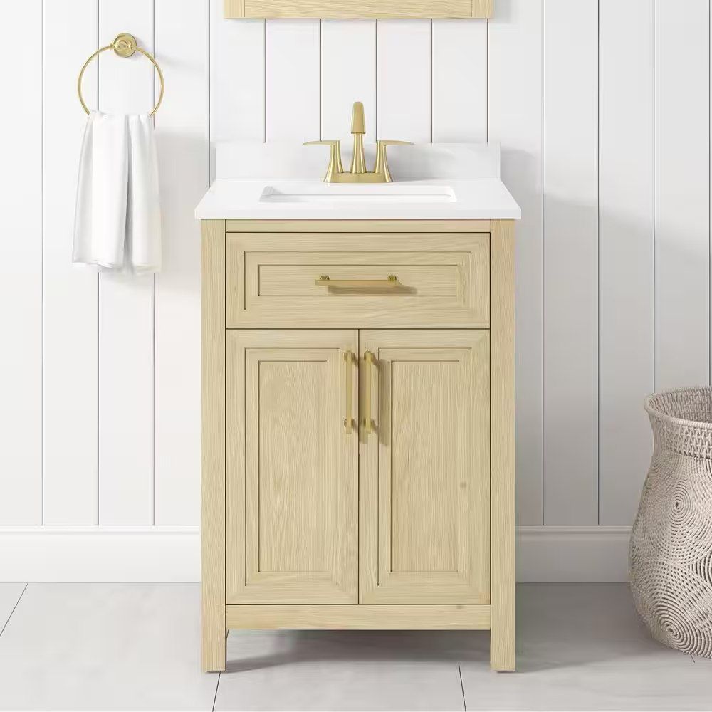 Beaufort 24" Bathroom Vanity, Birch, White Top