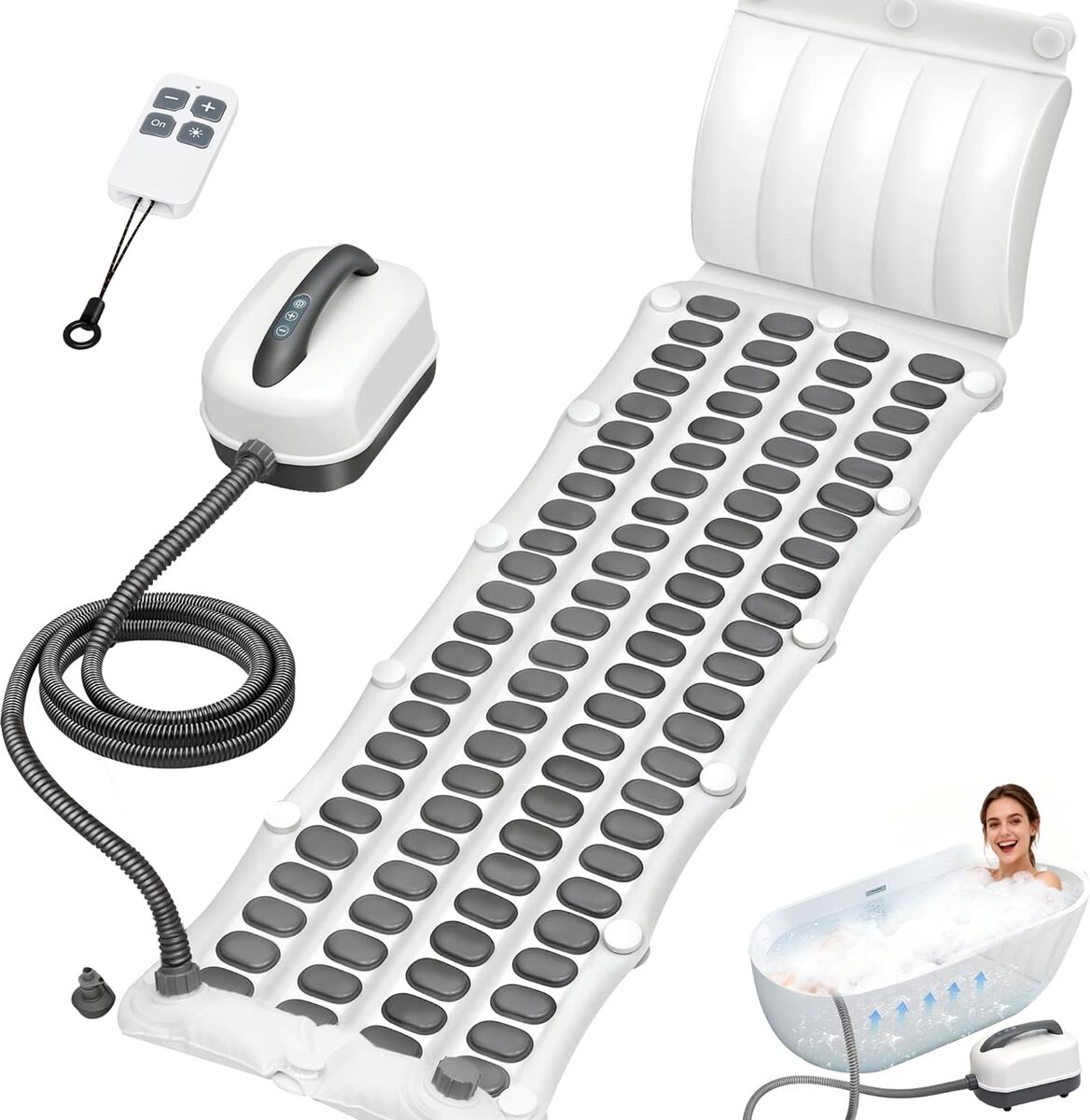 Spa Bubble Bath Mat with Remote, 6-Speed