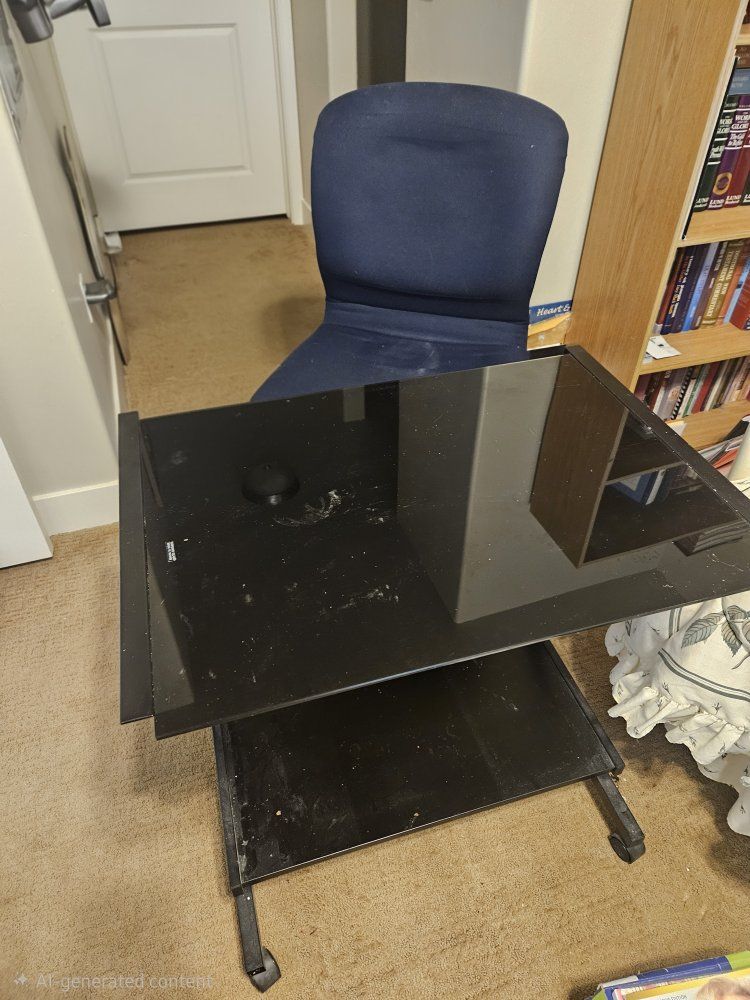 Glass desk with chair