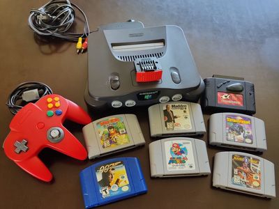 Nintendo 64 Console Bundle with Expansion Pak - Super Mario 64, GoldenEye, Red Controller