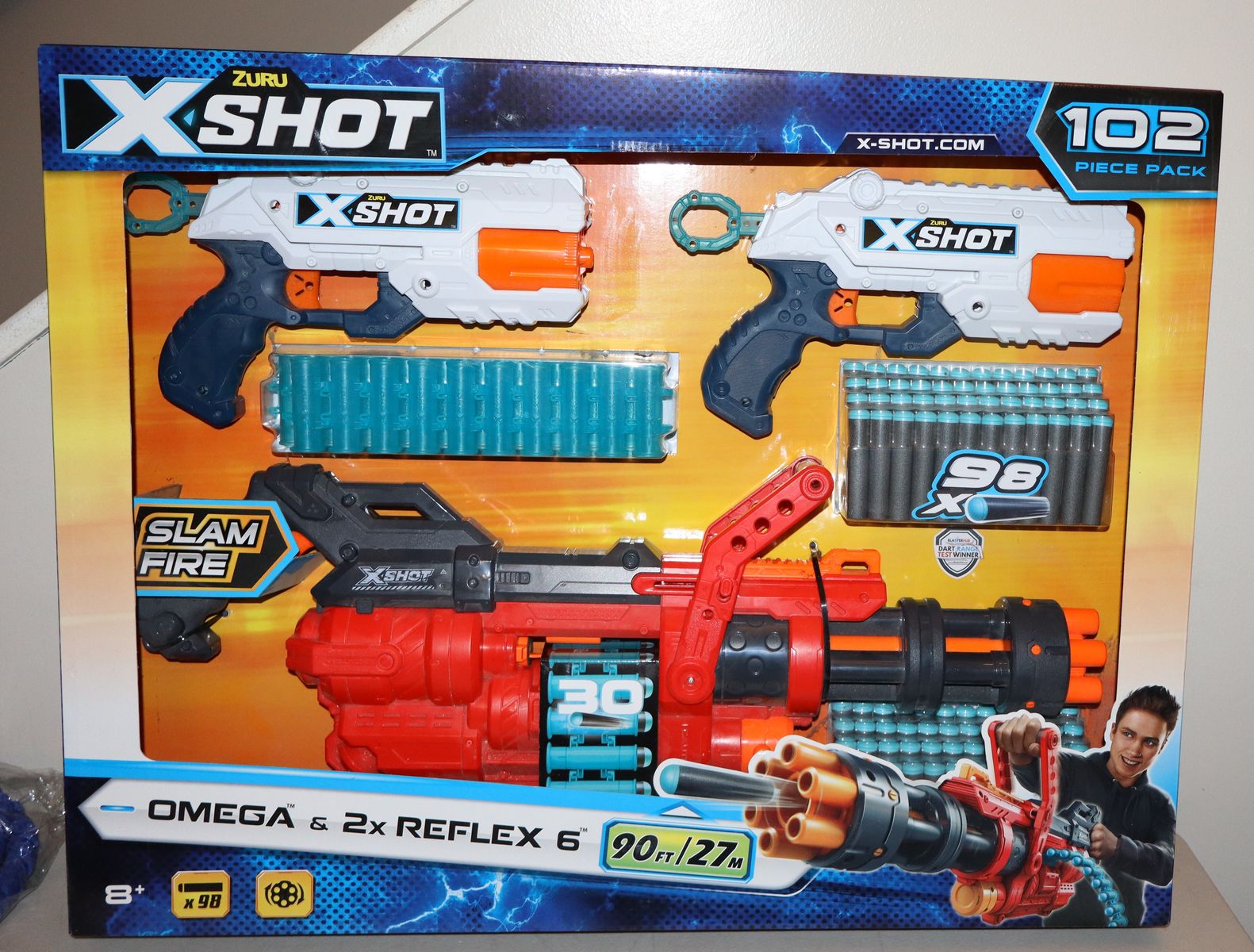 ZURU X-Shot Combo Pack OMEGA and 2 Reflex 6 Slam Fire Xshot OMEGA 102 Piece