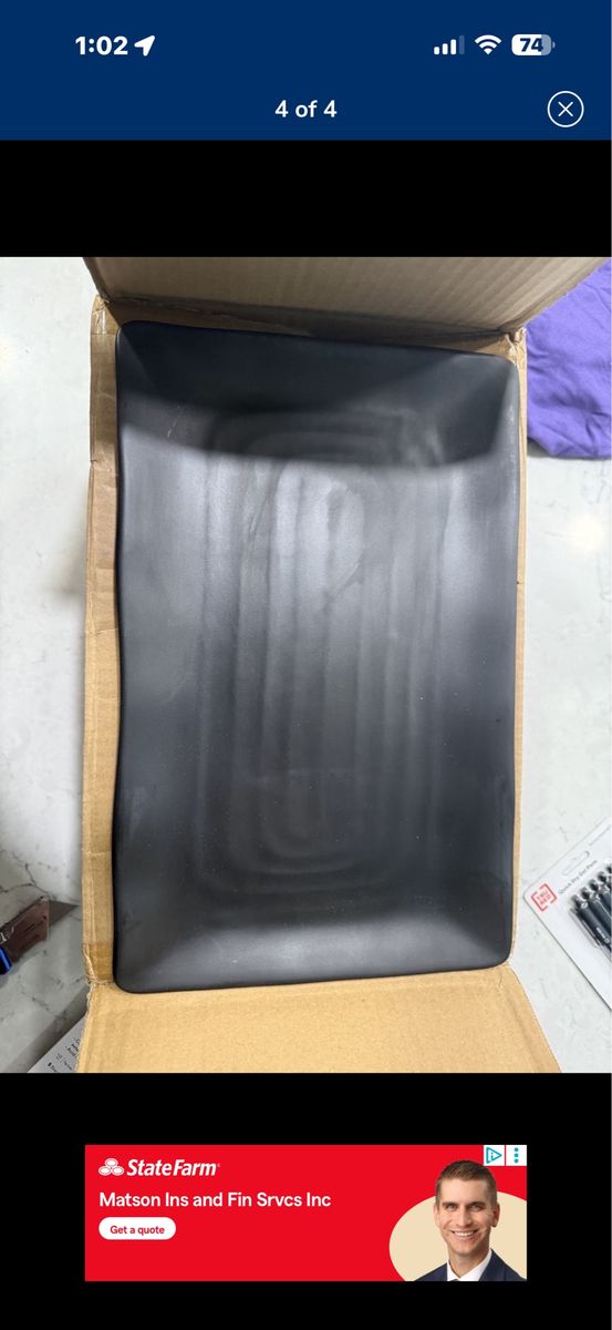 Acopa Izumi 14" x 9" Black Melamine Rectangular Platter