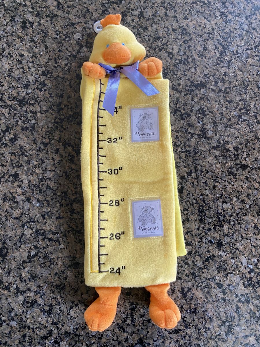 Portrait Baby Growth Chart Plush Ruler Yellow Duck Design for Photo Keepsakes 24-34"