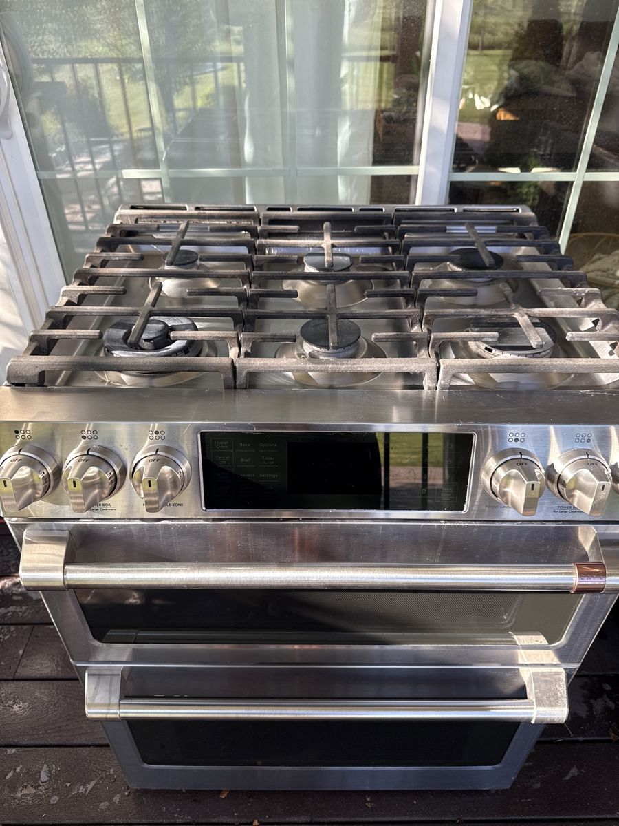 GE Café six burner gas range with double oven