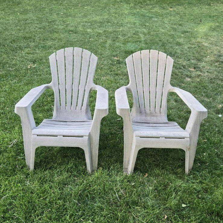 2 Matching Resin Outdoor Adirondack Patio Chairs