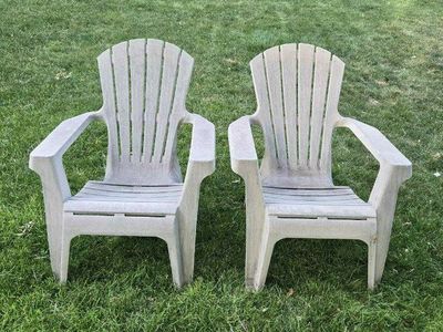2 Matching Resin Outdoor Adirondack Patio Chairs