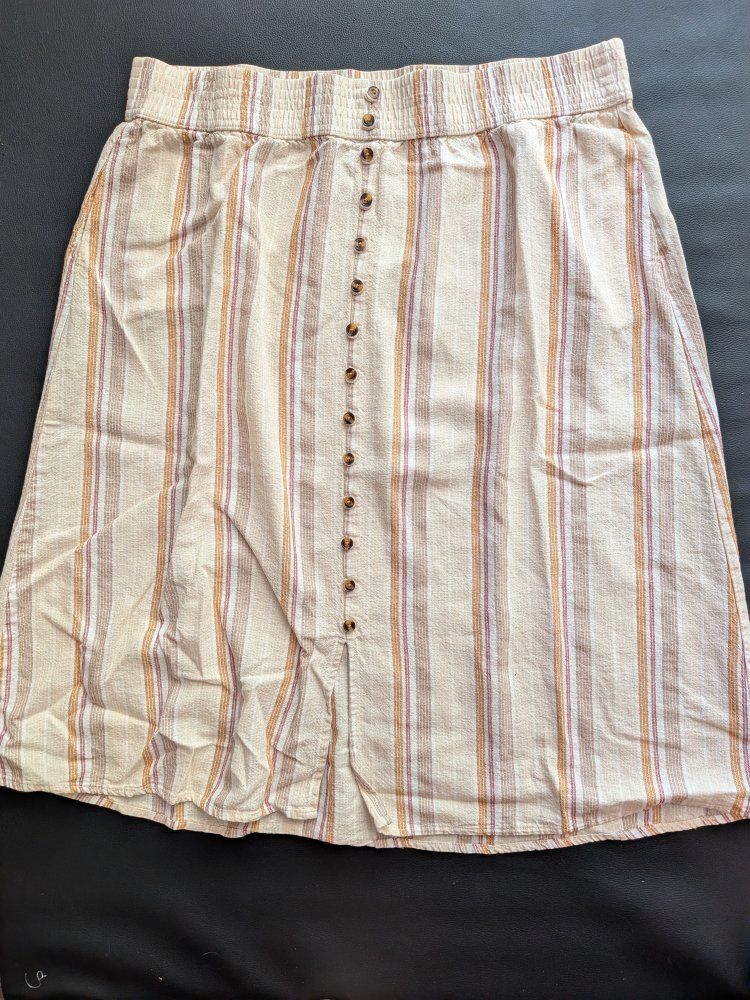 Sonoma Goods For Life Women's XL Striped Button Front A-Line Midi Skirt