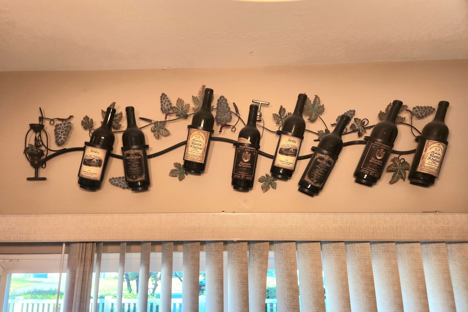Large decorative metal wine rack - wall hanging