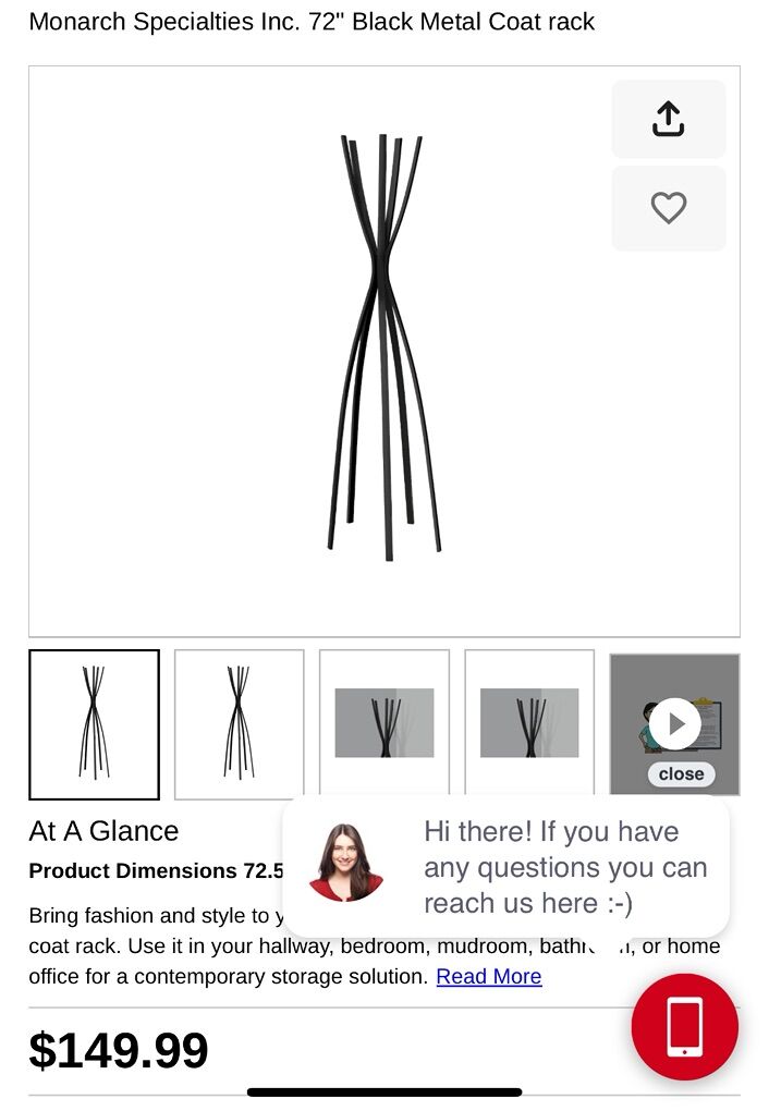 Minarck Specialties Metal Coat Rack