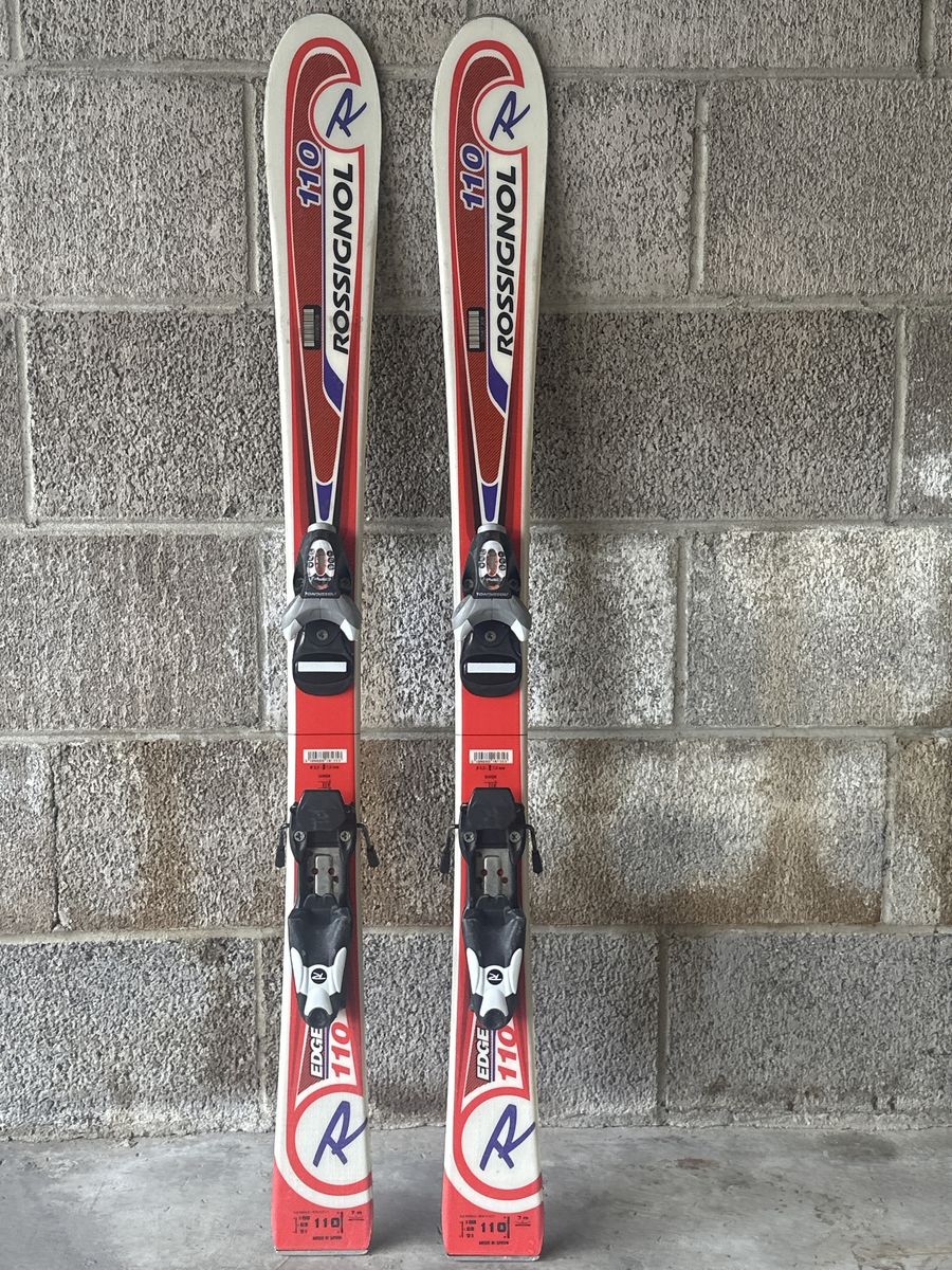 Rossignol Edge 110 Skis - Red/White, 110cm with Bindings - Good Condition