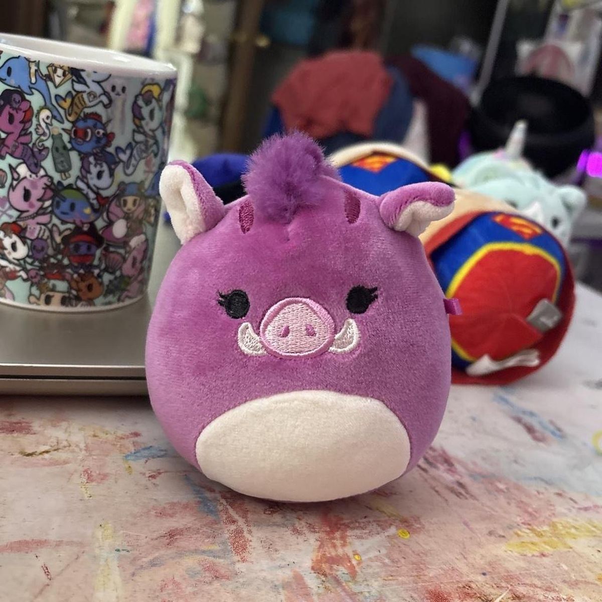 Squishmallow Jenna the Purple Boar Plush Purple White Stuffed Animal Toy