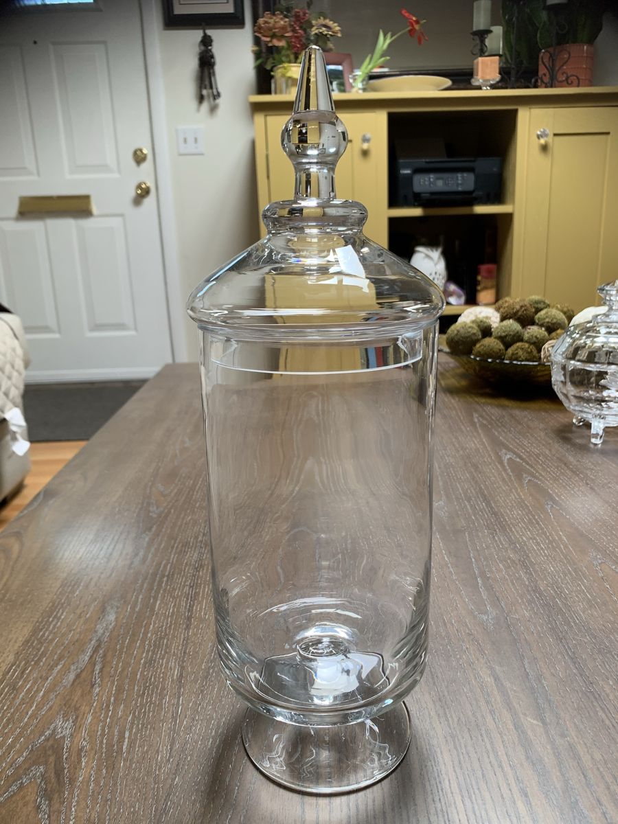 Pretty Glass Pedestal Apothecary Jar