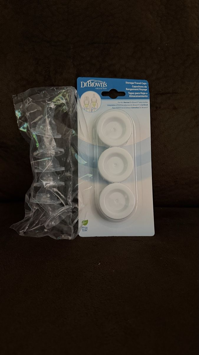 Dr. Brown's Natural Flow Storage/Travel Caps for Narrow Baby Bottles (3-pack) and size 2 nipples