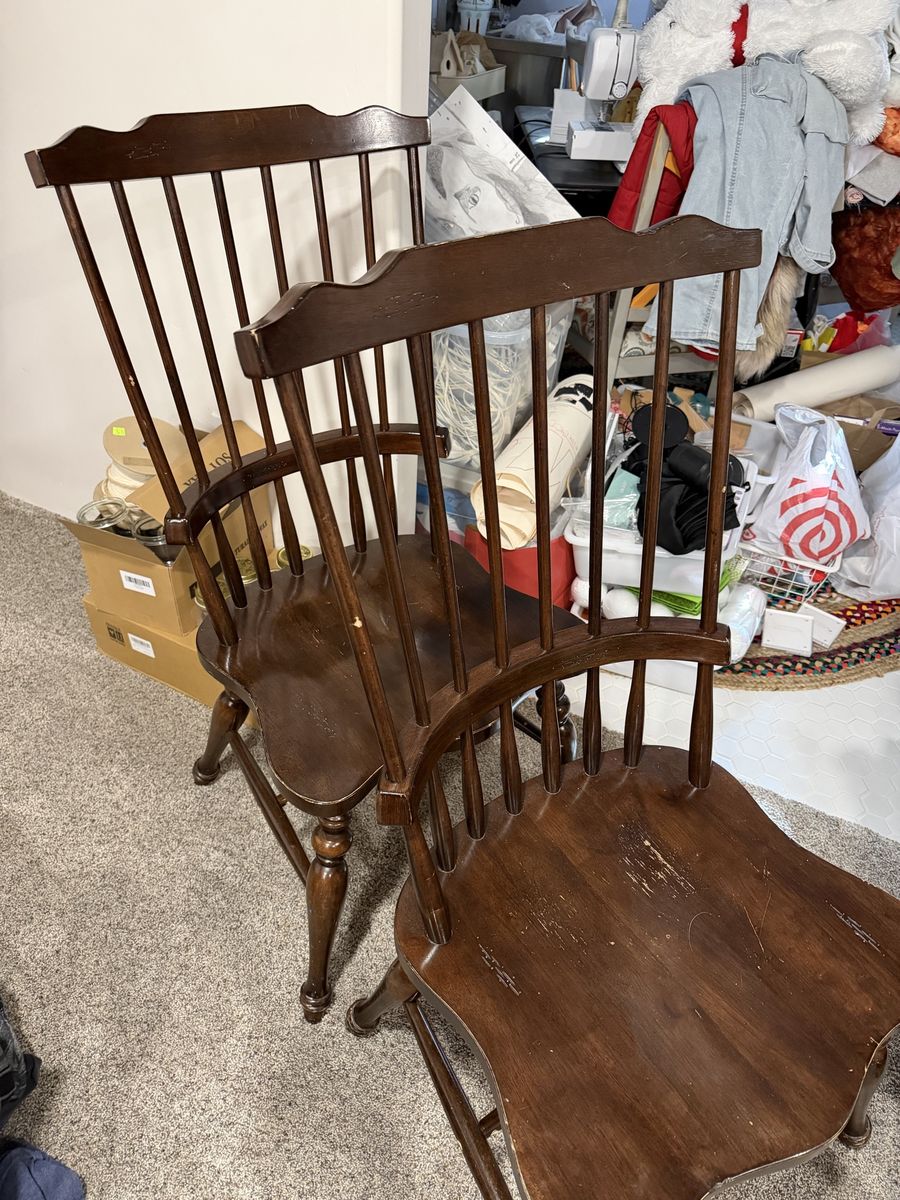 Set of 2 dark wood dining chairs