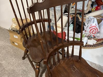 Set of 2 dark wood dining chairs