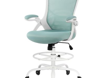 New- HYLONE Drafting Chair Office, Ergonomic Standing Desk Adjustable Drafting Chair tall Tiffany blue