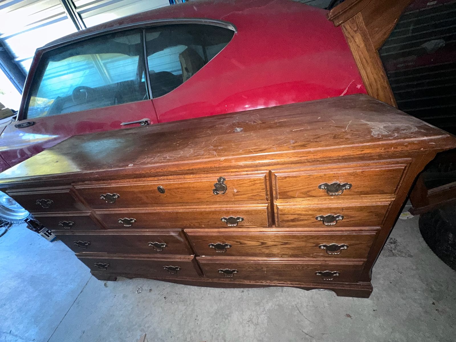 Vintage Wooden Dresser with Mirror - 8 Drawer Storage, Classic Design