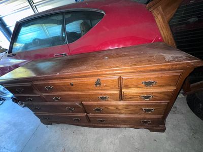 Vintage Wooden Dresser with Mirror - 8 Drawer Storage, Classic Design