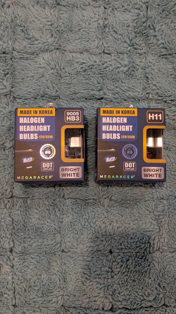 MEGA RACER Premium H11 9005 Halogen Headlight Bulbs Combo