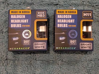MEGA RACER Premium H11 9005 Halogen Headlight Bulbs Combo