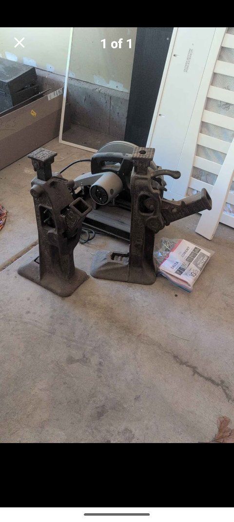 Vintage Cast Iron ACME Railroad Jack Pair - Heavy Duty Lifting Tool