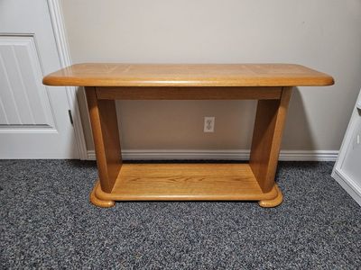 Oak Wood Console Table with Lower Shelf - Entryway, Hallway, Sofa Table