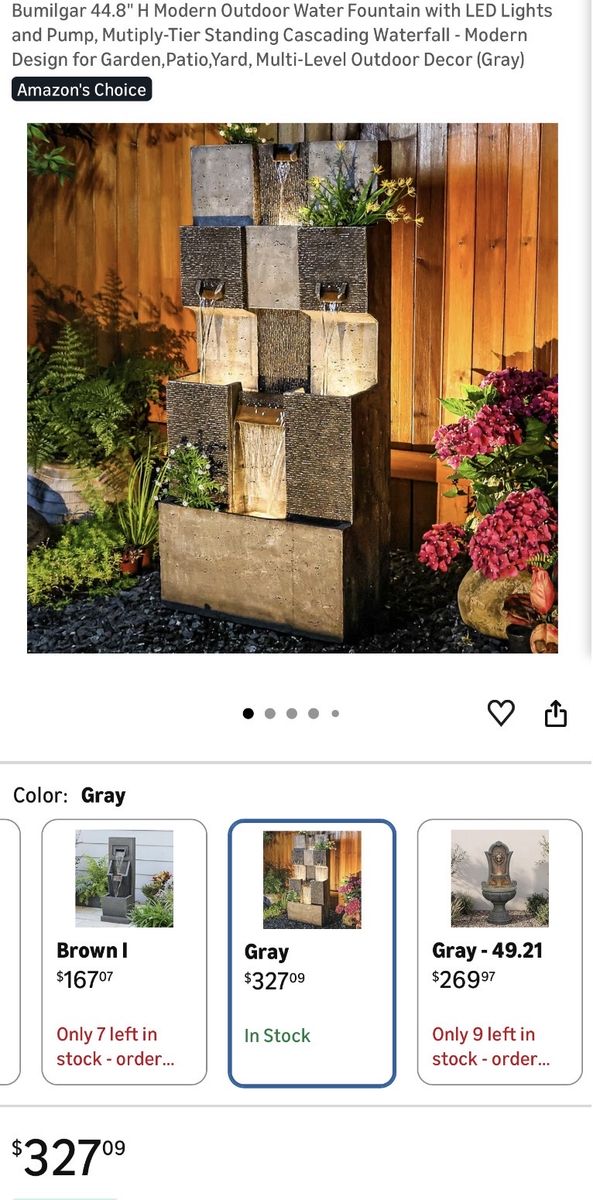 Modern Outdoor Water Fountain with LED Lights