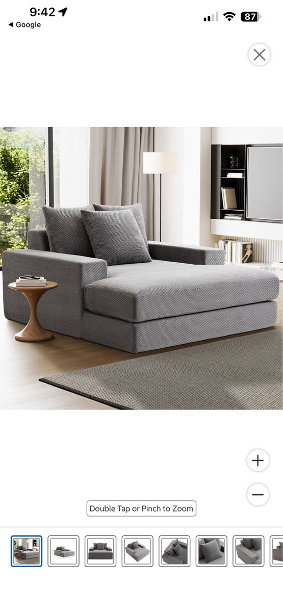 Meridian Furniture Bliss Contemporary Gray Fabric Modular Chaise Lounge Sofa
