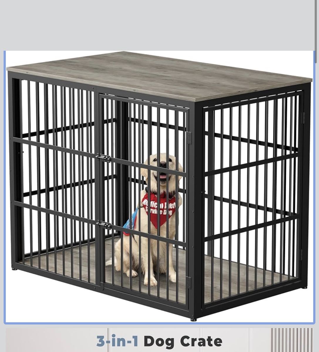Lyromix 48in XXL Dog Crate End Table, 3 Doors