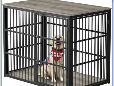 Lyromix 48in XXL Dog Crate End Table, 3 Doors