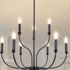 Black 9-Light Farmhouse Chandelier 27” Rustic Fixture