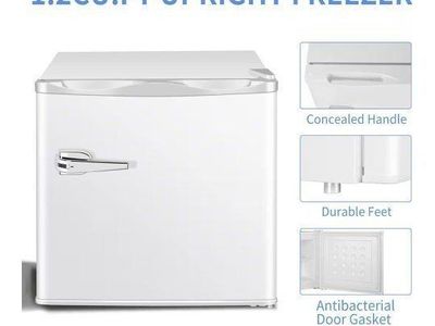 Compact White Mini Freezer, 1.1 Cu. Ft. Portable Chest Freezer with Removable Shelves and Low Noise Technology