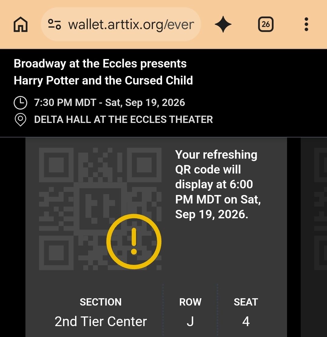 Harry Potter Broadway Tickets (opening night) 
