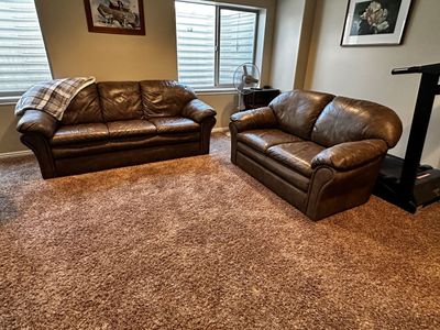 Brown Leather Couches/Loveseat Set