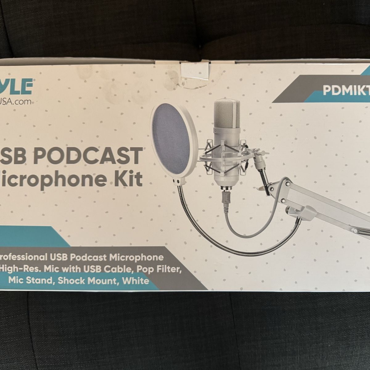 Pyle USB Studio Mic Desk Microphone Streaming Kit Professional Audio Cardioid Condenser Boom Arm Stand, Pop Filter, for Podcast
