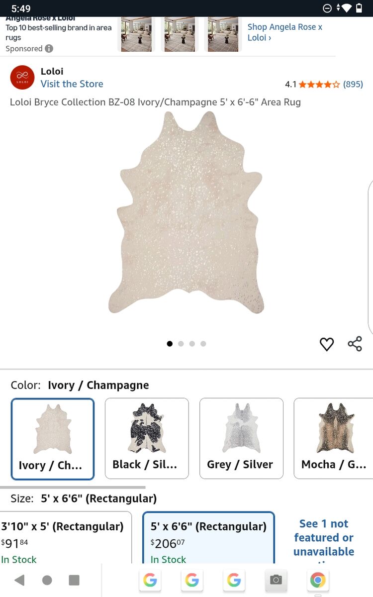 New Ivory/Champagne 5' x 6'-6" Area Rug