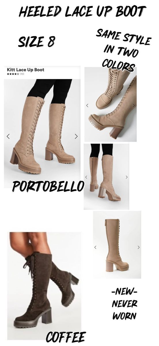 Women’s heeled lace up boot-two pair, same size, different colors